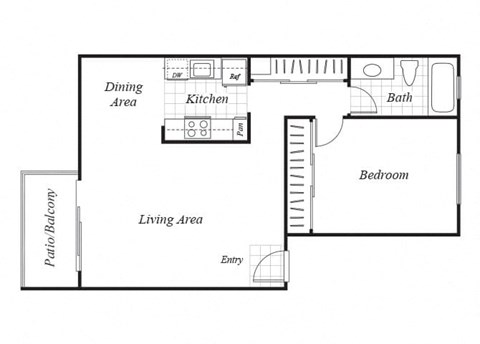 one bedroom floor plan at baycliff